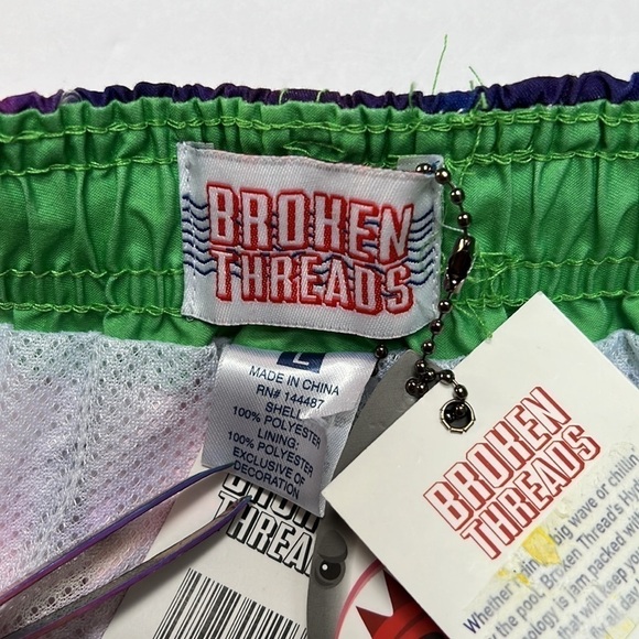 Tie-dyed bathing suit swim trunks size large by broken threads NEW - Picture 5 of 9
